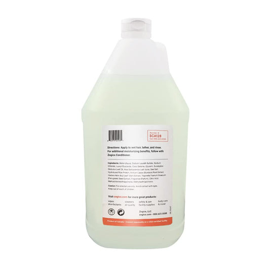 Zogics Citrus + Aloe Shampoo refill pour; economical gallon size for facilities and homes.