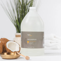 Zogics Organics Shampoo bottle pour demonstrates easy dispensing for quick showers