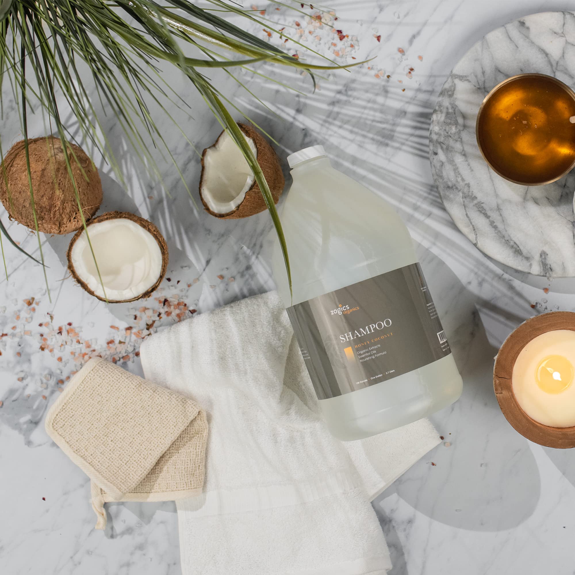 Zogics Organics Shampoo ingredients avocado and aloe close-up suggests nourishing care