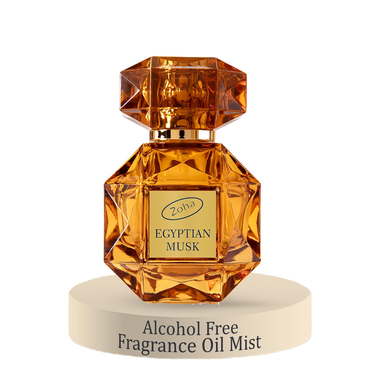 Zoha Egyptian Musk bottle on a soft surface for daily wear.