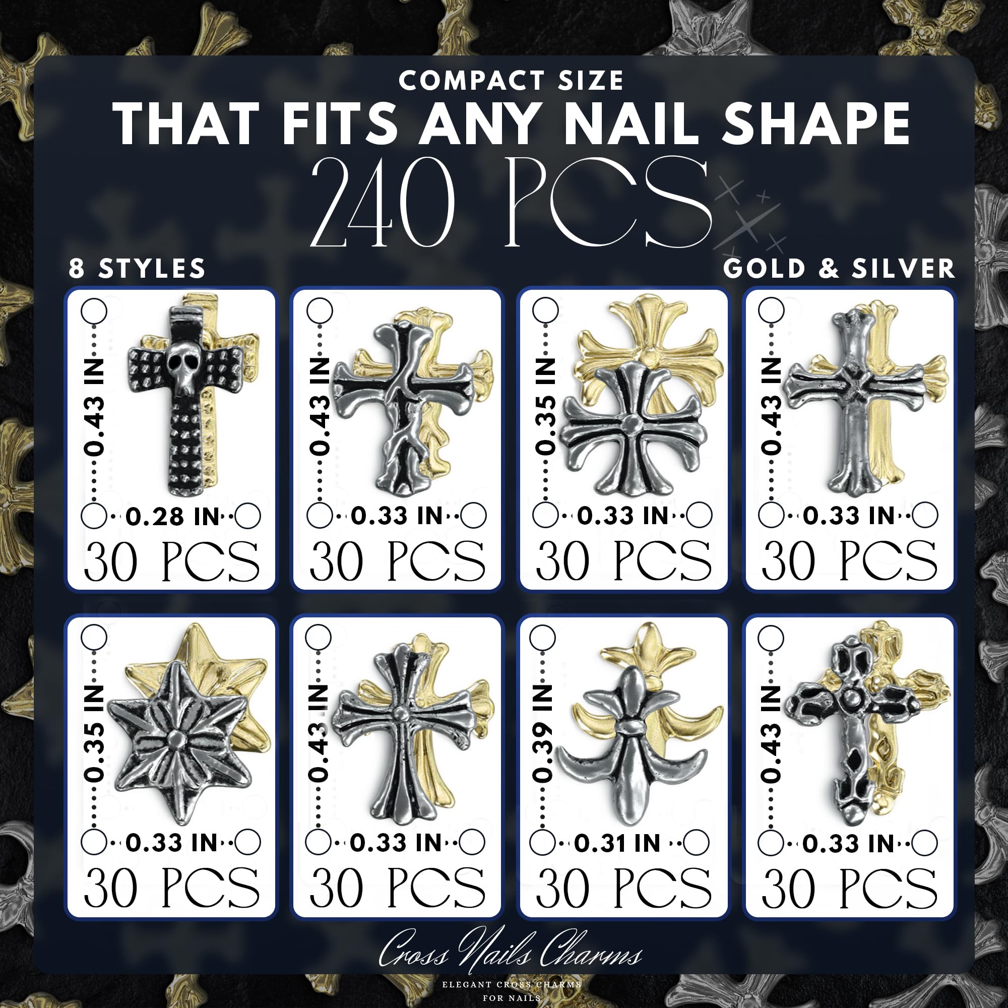 ZOKLU 240-piece cross charms set offers versatile options for daily or Valentine manicures