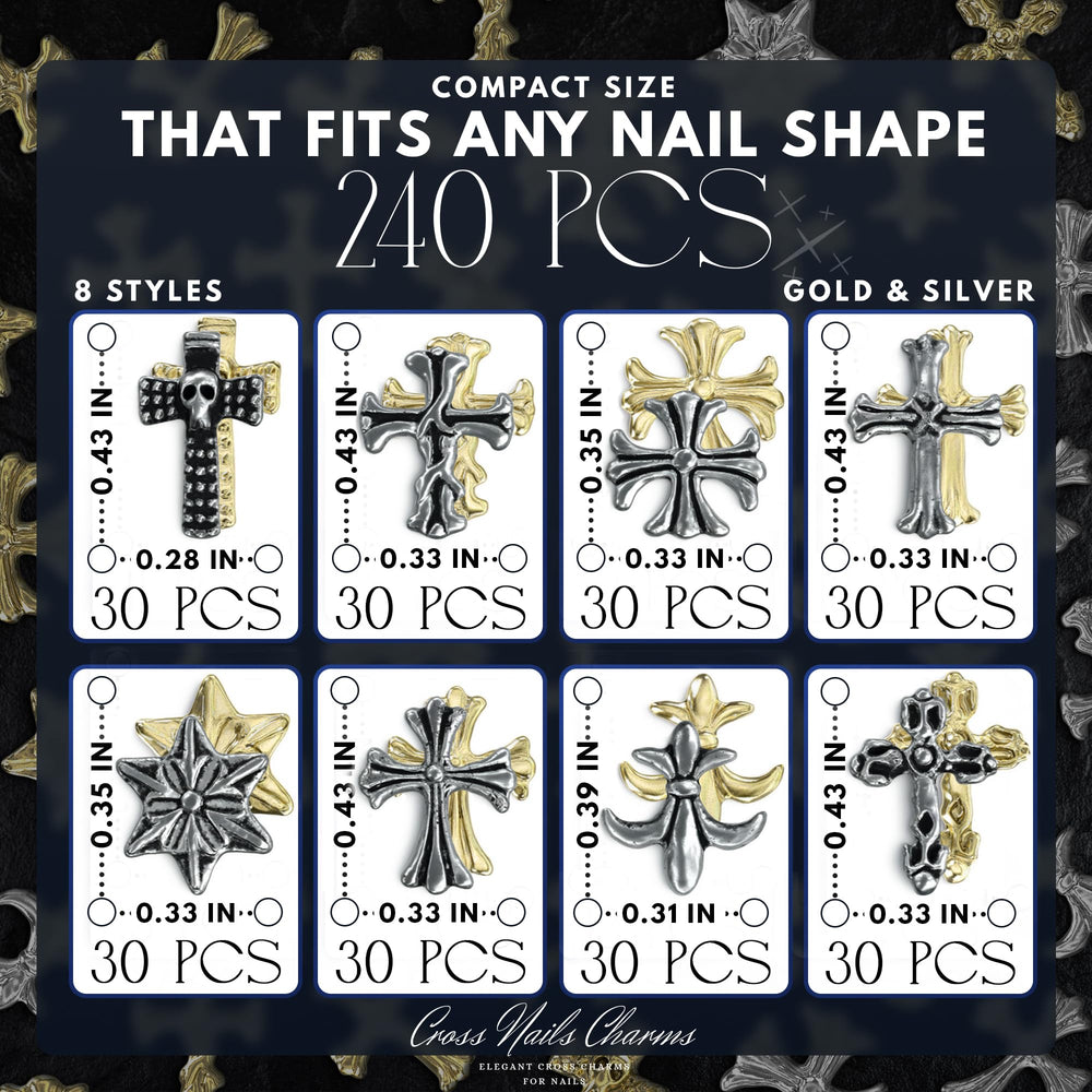 ZOKLU 240-piece cross charms set offers versatile options for daily or Valentine manicures