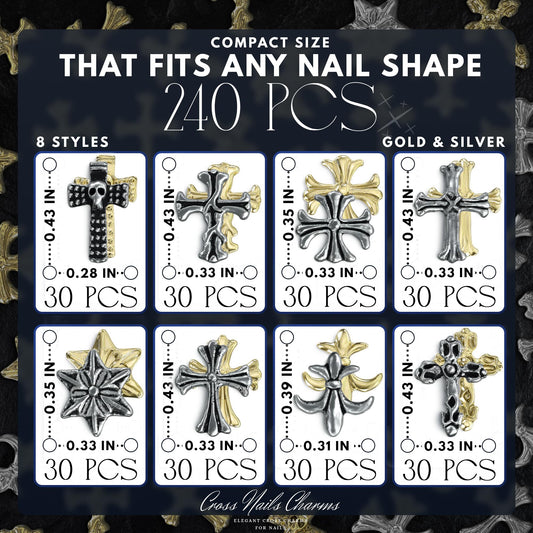 ZOKLU 240-piece cross charms set offers versatile options for daily or Valentine manicures