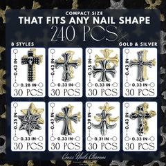 ZOKLU 240-piece cross charms set offers versatile options for daily or Valentine manicures