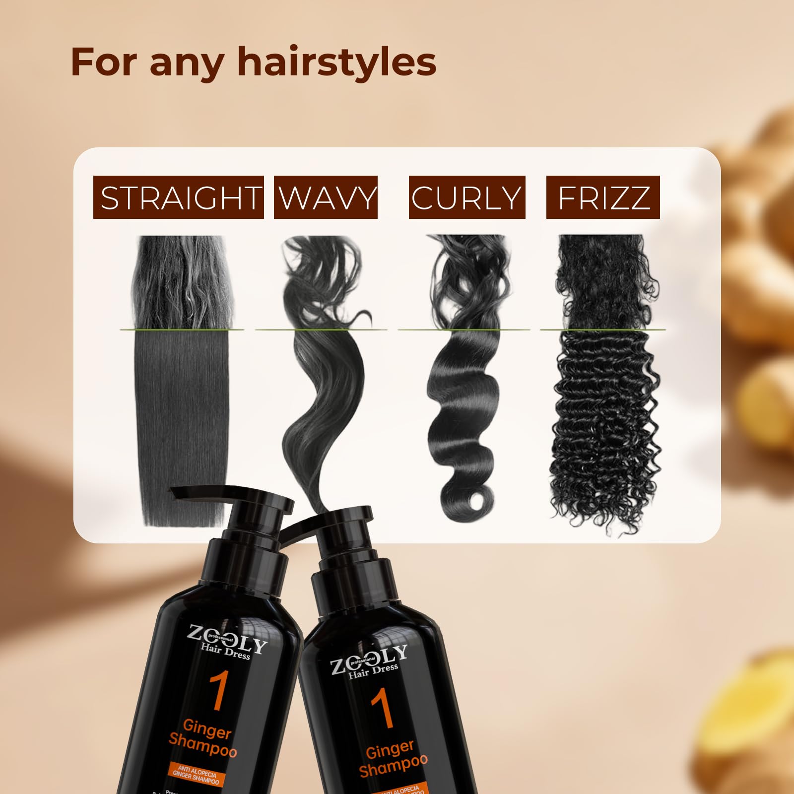 Zooley Ginger roots image emphasizes farm-sourced ingredients nourishing scalp.
