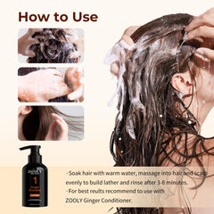 Zooley Ginger Shampoo lather showcases gentle cleansing for all hair types.