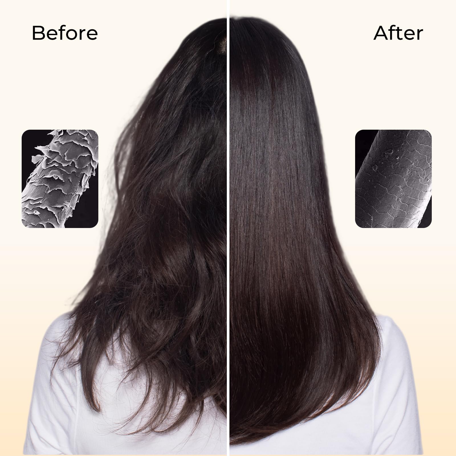 Hair appears shiny and smooth after using the ginger set