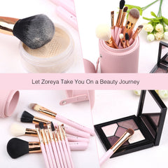 Z'OREYA foundation and powder brushes provide smooth, even coverage.