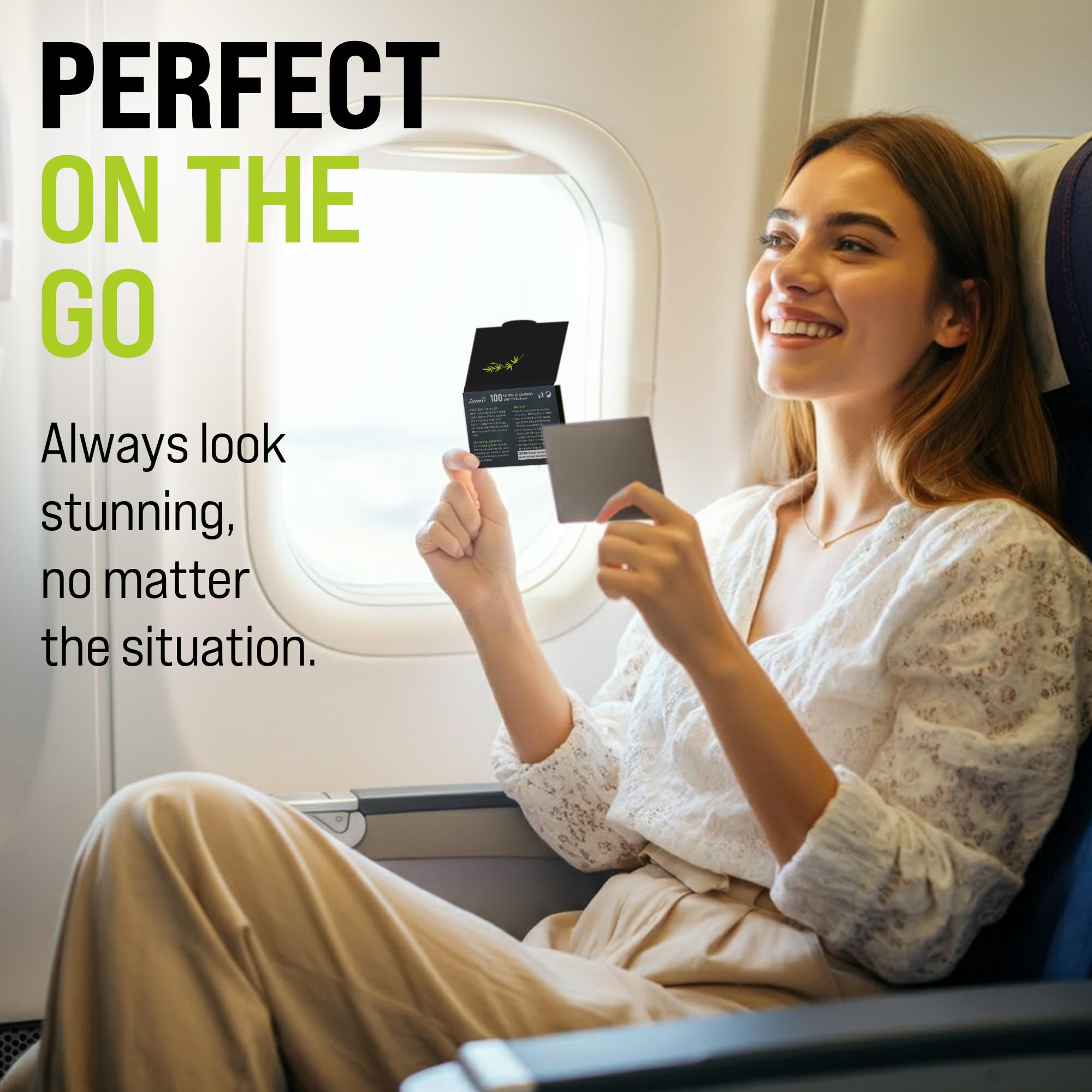 ZOROM'S oily-skin-friendly blotting sheets deliver a matte look.