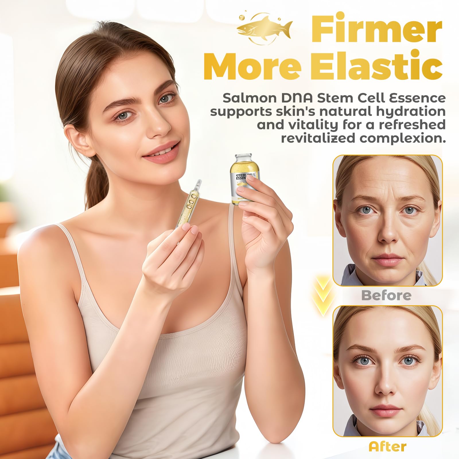 Zosudull Salmon DNA Ampoule enhances radiance with balanced moisture.