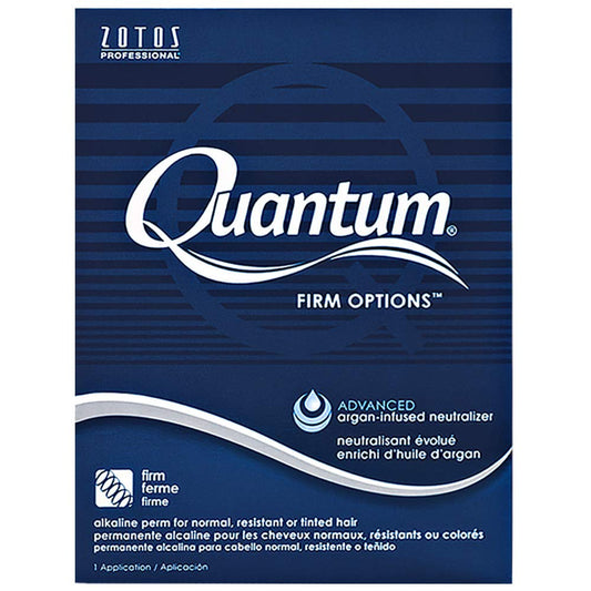 Zotos Quantum Firm Options Alkaline Perm bottle showing conditioning formula for resilient curls.