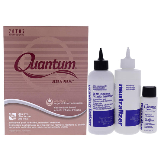 Zotos Quantum Ultra Firm perm bottle showing exothermic action for long-lasting curls