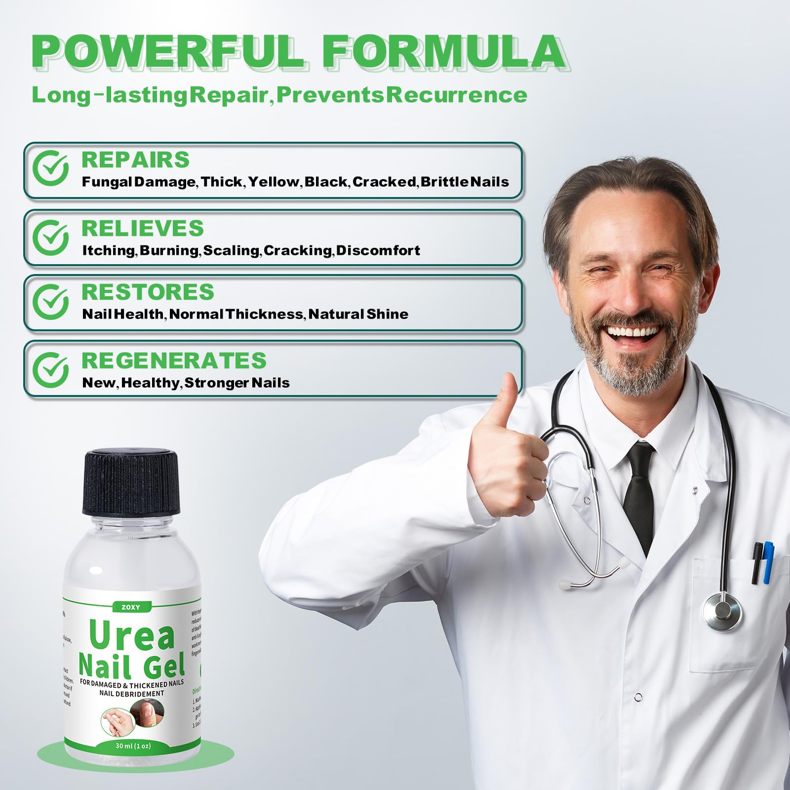 ZOXY Urea Nail Gel softens thick nails for easier maintenance.