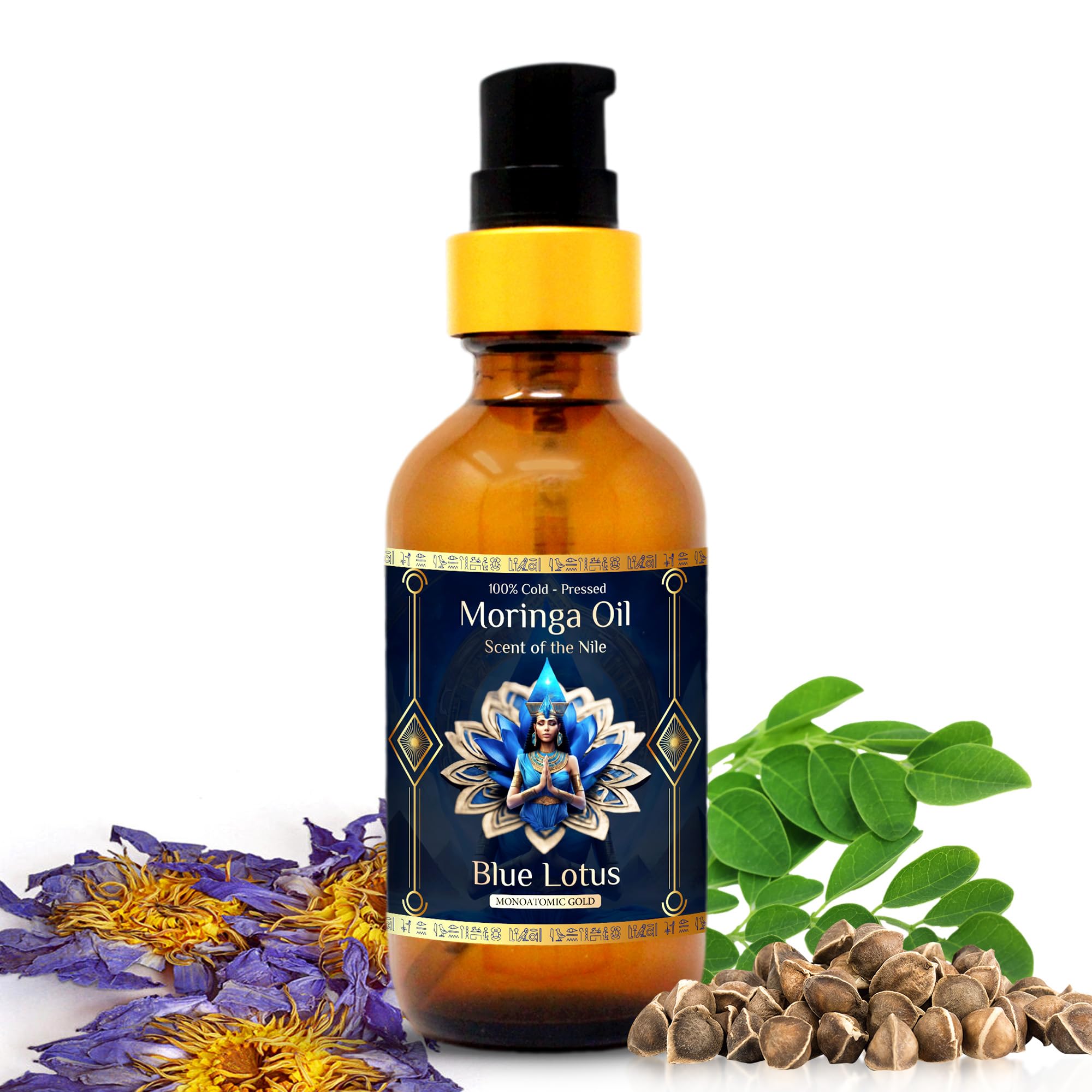 ZP.TECH Pure Moringa Oil bottle for deep skin hydration and nourishing shine.