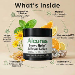 ZRRTXV Alcuras Nerve Cream features magnesium and frankincense for skin comfort.