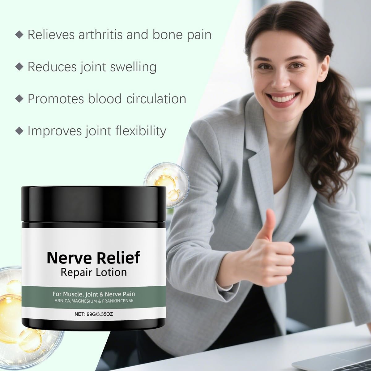 Back-shoulder area application with Alcura Nerve Cream.