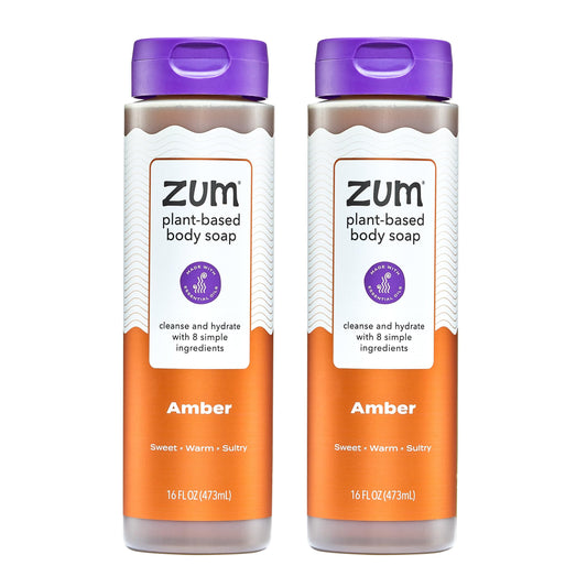 Zum Body Soap Amber bottle top view showing bold cleansing for daily care.