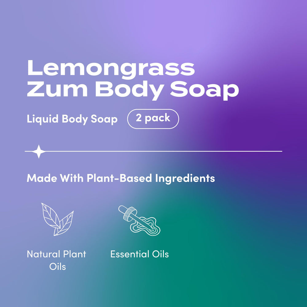 Zum Lemongrass body soap bottle label highlights natural ingredients and cruelty-free production