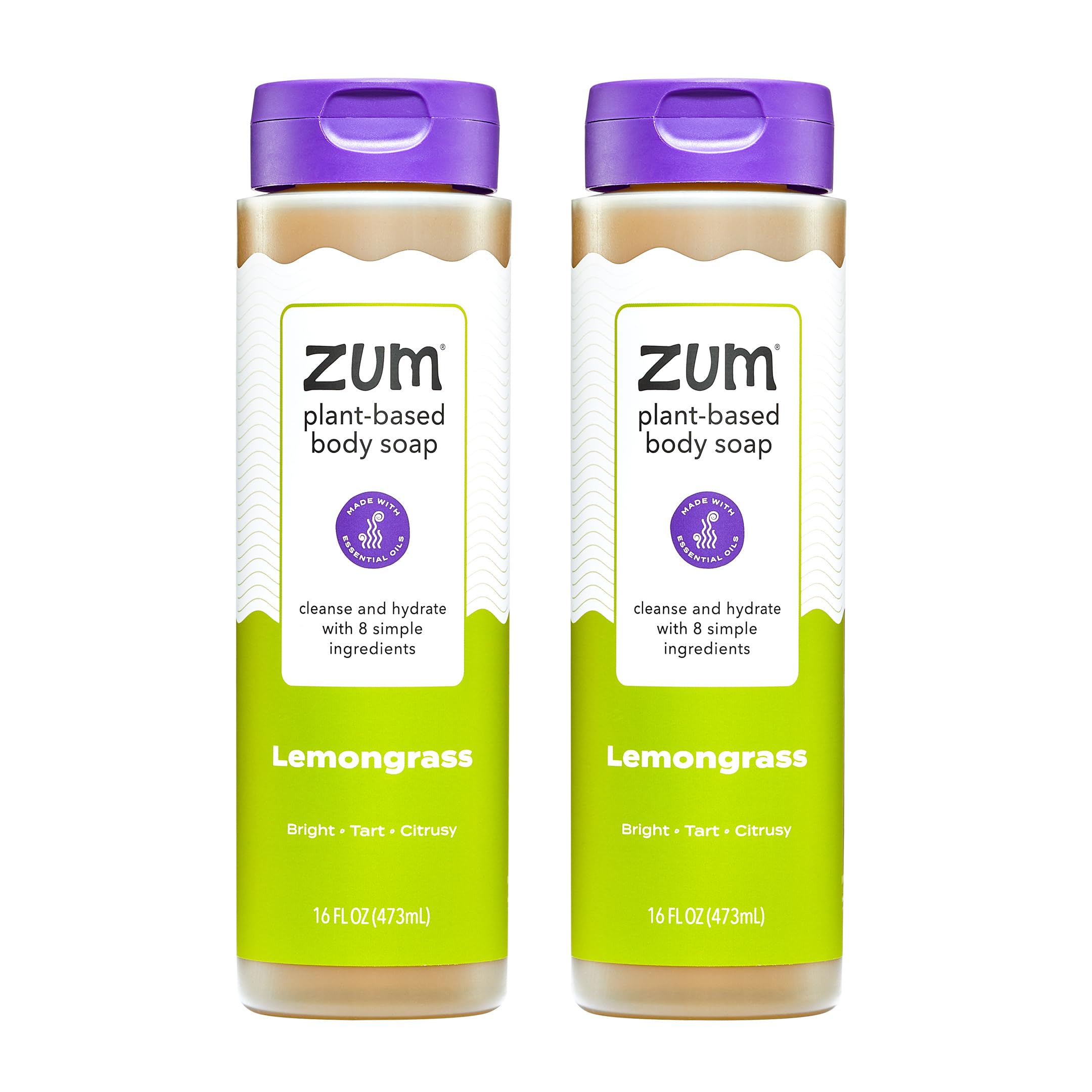Zum Body Soap Lemongrass bottle pour shows a refreshing citrus aroma for daily cleansing