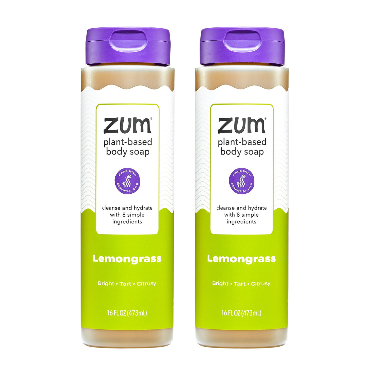 Zum Body Soap Lemongrass bottle pour shows a refreshing citrus aroma for daily cleansing
