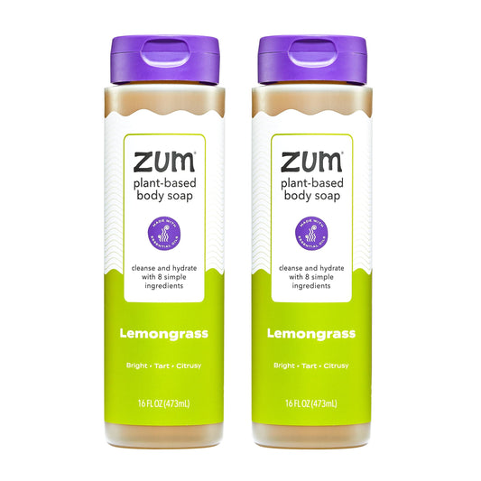 Zum Body Soap Lemongrass bottle pour shows a refreshing citrus aroma for daily cleansing