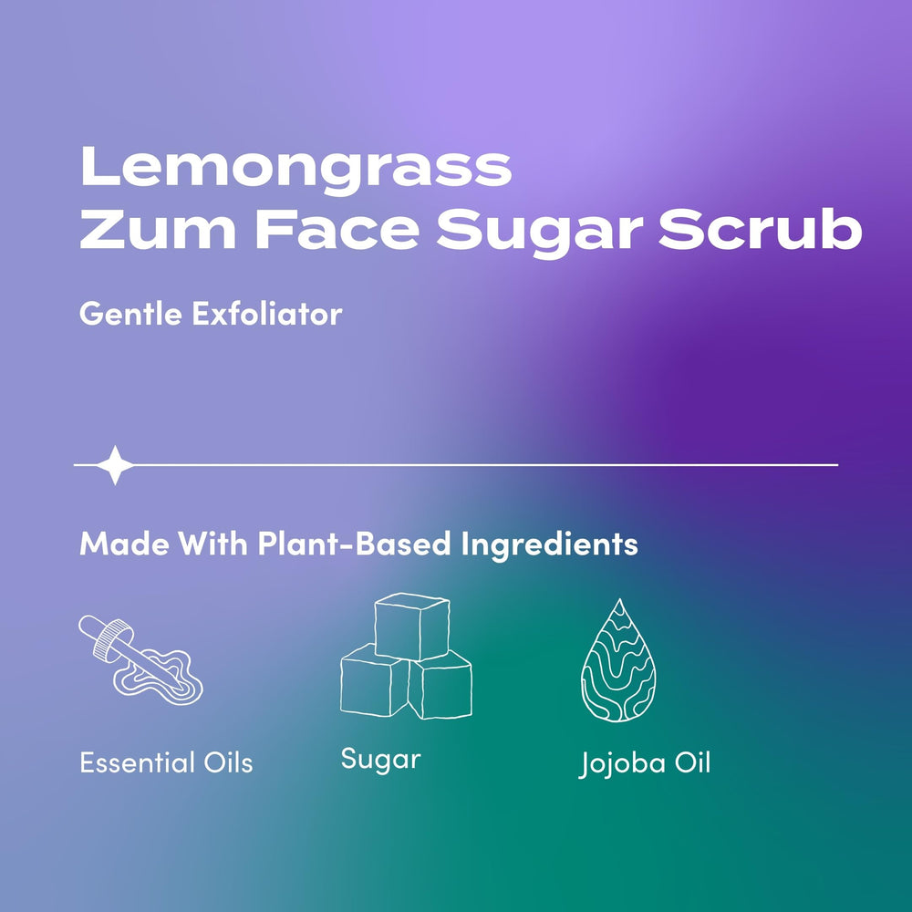 Zum Face Sugar Scrub two-pack on display with inviting packaging and premium natural ingredients