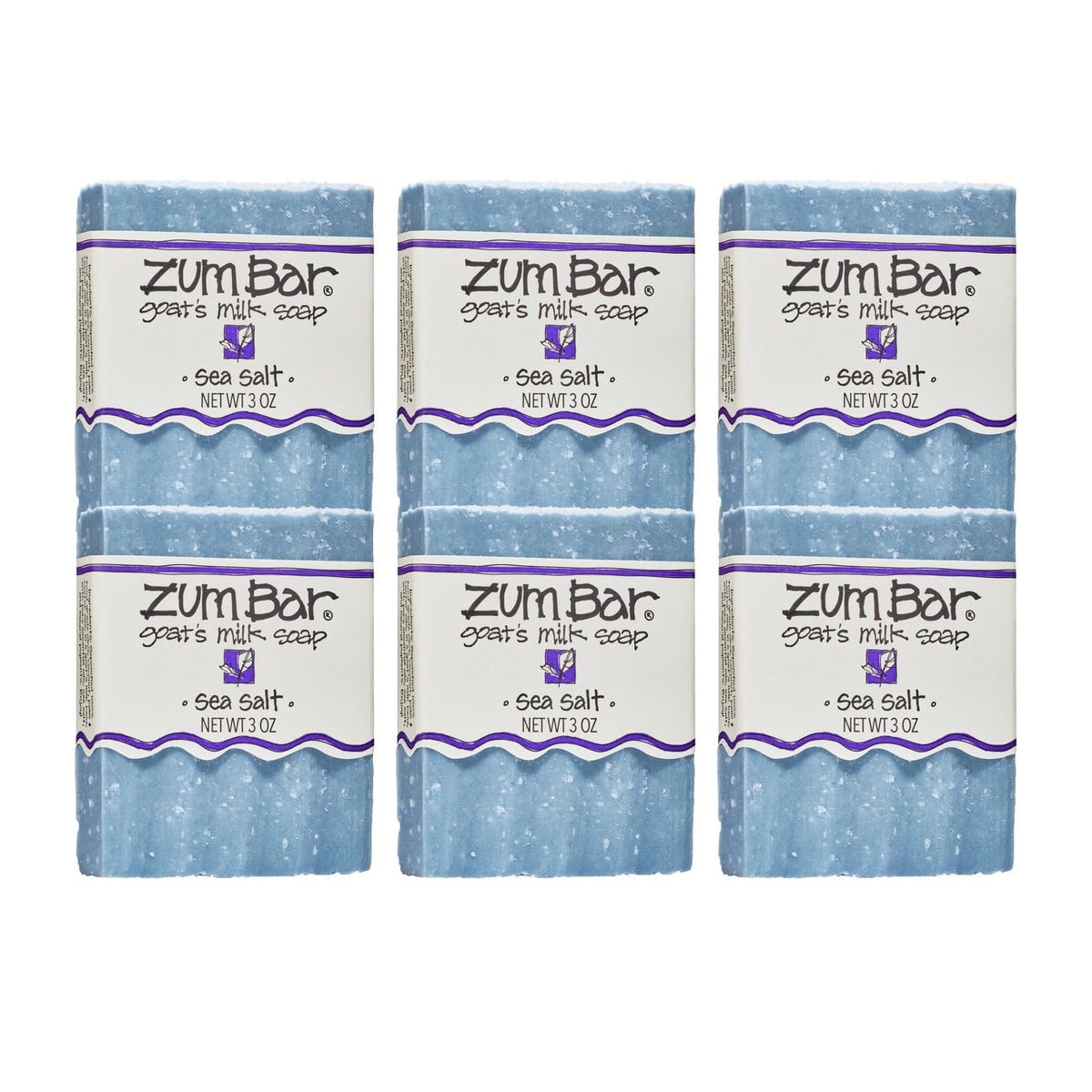 Zum Sea Salt Goat Milk Soap Bar front view with natural ingredients visible