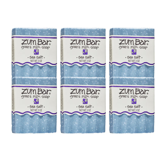 Zum Sea Salt Goat Milk Soap Bar front view with natural ingredients visible