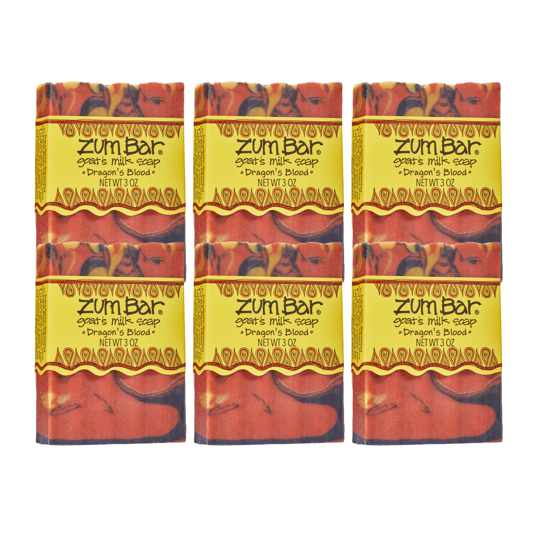 Zum Indigo goat milk soap bar with Dragon Blood scent in a 6-pack