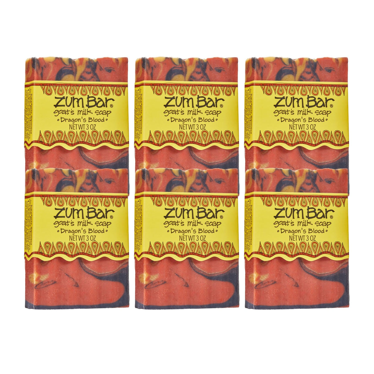 Zum Indigo goat milk soap bar with Dragon Blood scent in a 6-pack