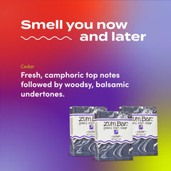 Zum Indigo Wild cedar packaging highlights plant-based formula and cruelty-free sourcing.