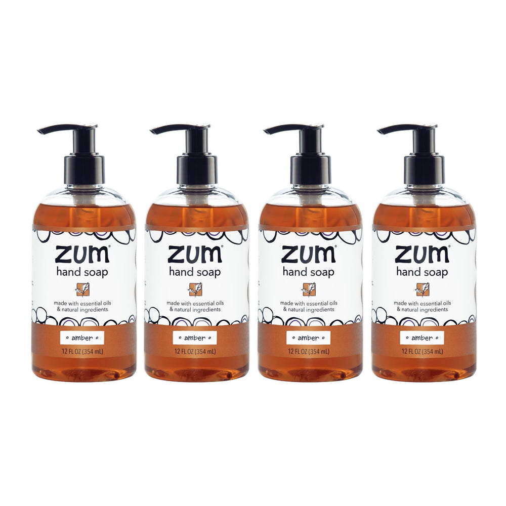 Zum Indigo Wild hand soap bottle on sink with amber scent for daily hand cleansing