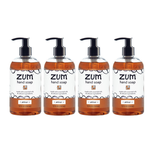 Zum Indigo Wild hand soap bottle on sink with amber scent for daily hand cleansing
