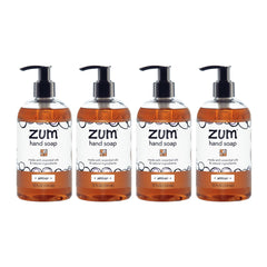 Zum Indigo Wild hand soap bottle on sink with amber scent for daily hand cleansing