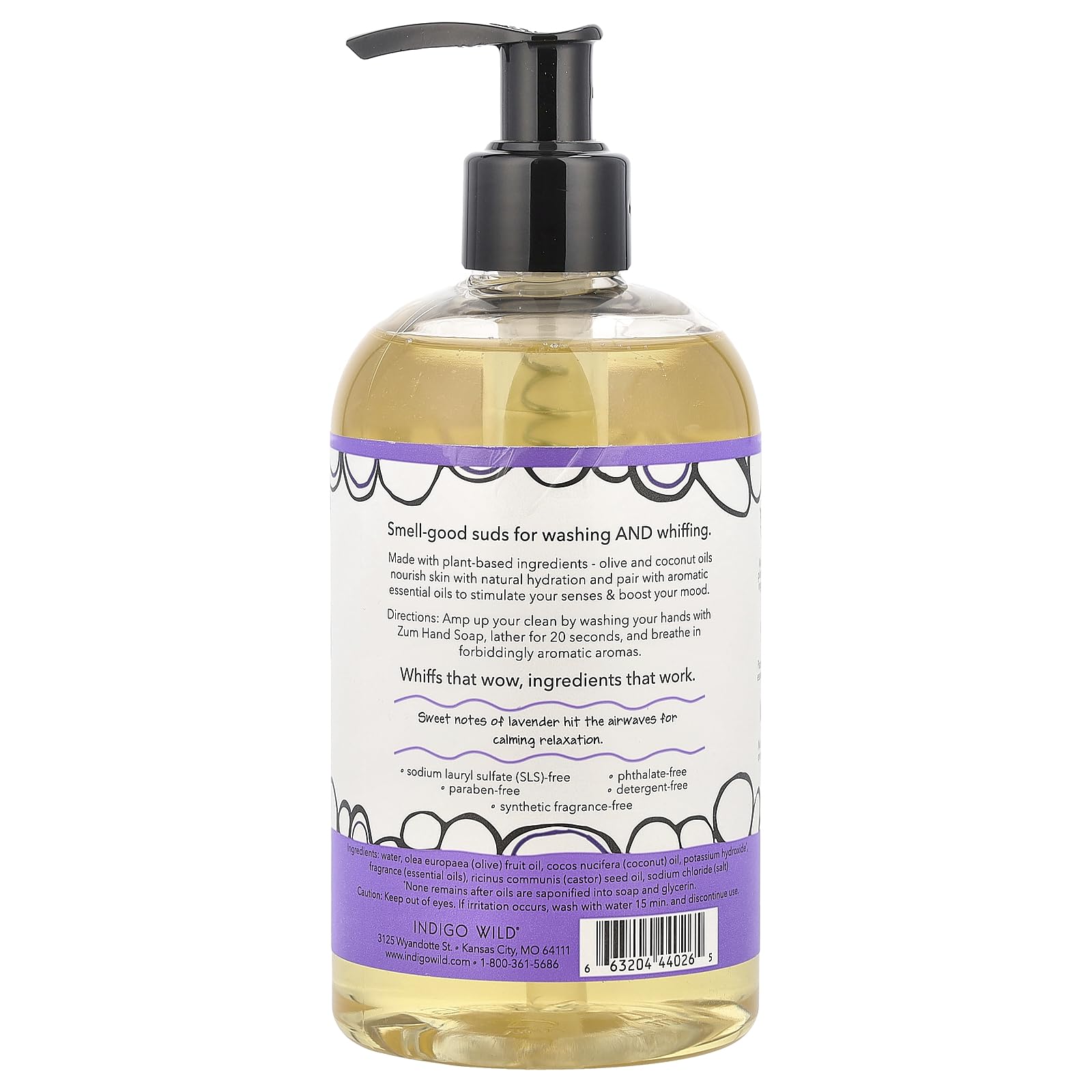 Zum Lavender Hand Soap foam close-up showing soft bubbles for gentle washing.
