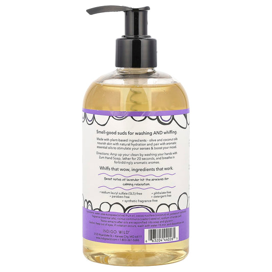 Zum Lavender Hand Soap foam close-up showing soft bubbles for gentle washing.
