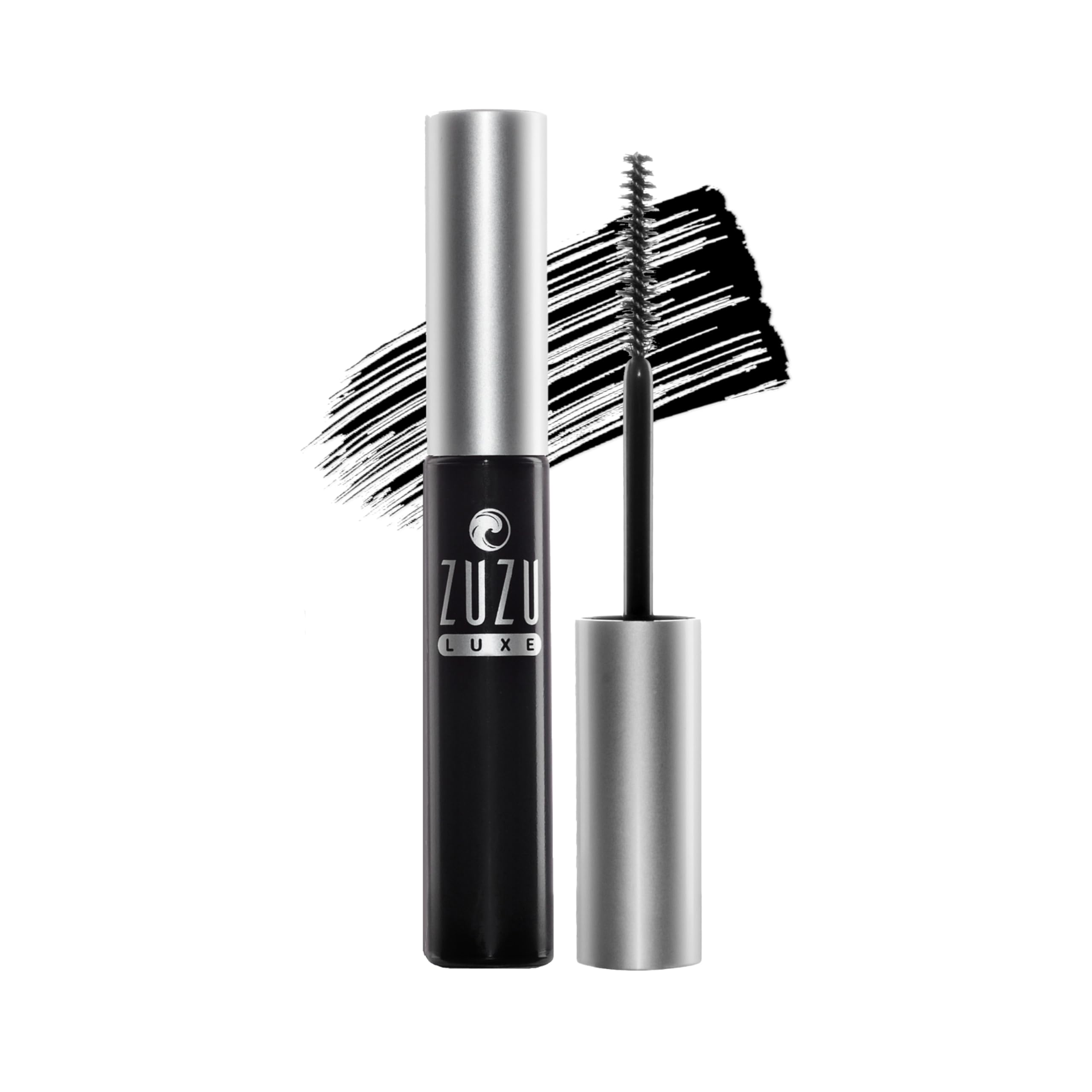 Zuzu Luxe Luxe Mascara Onyx bottle highlights water resistance and color.