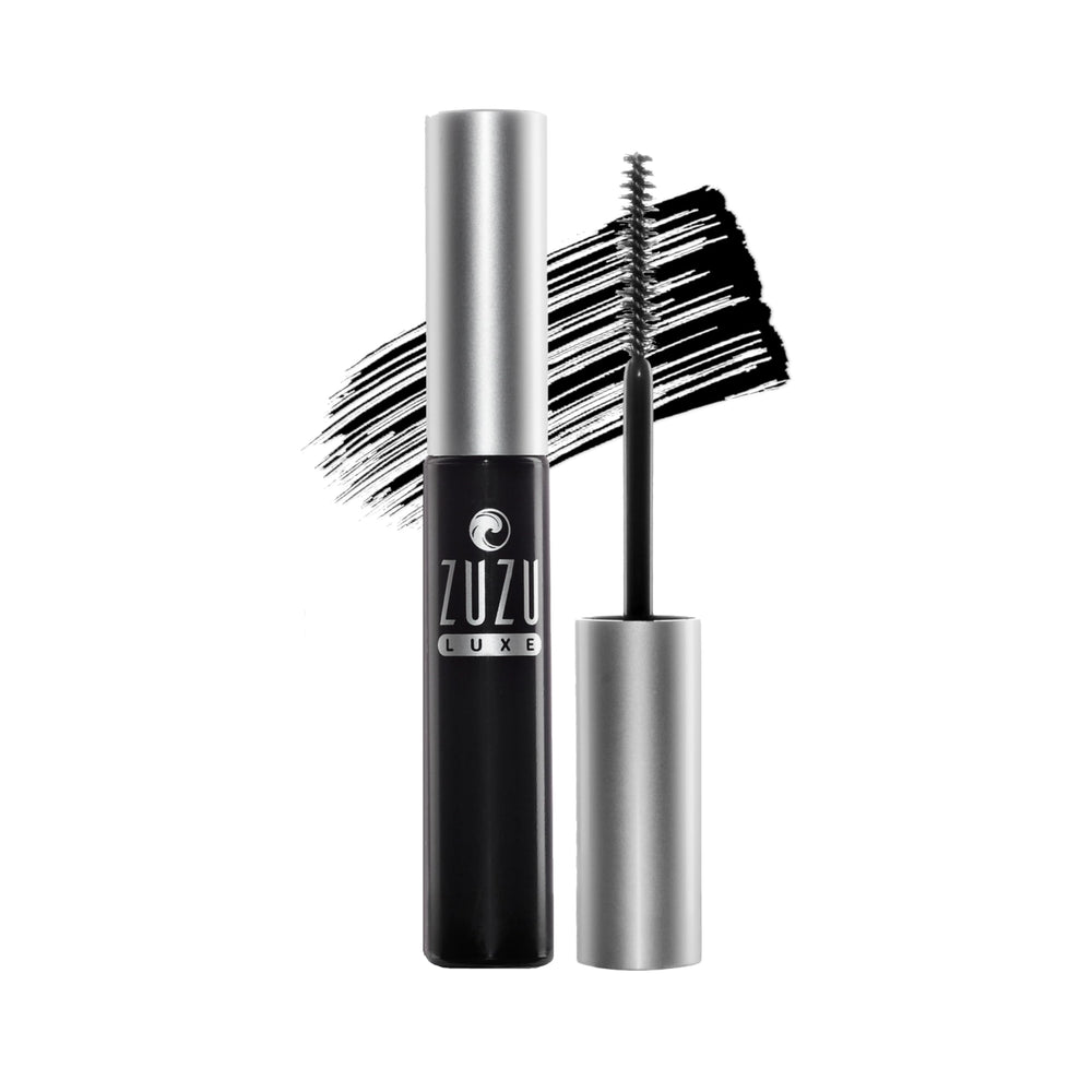 Zuzu Luxe Luxe Mascara Onyx bottle highlights water resistance and color.
