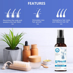 ZVBZVB Minoxidil packaging and bottle detailing product features.