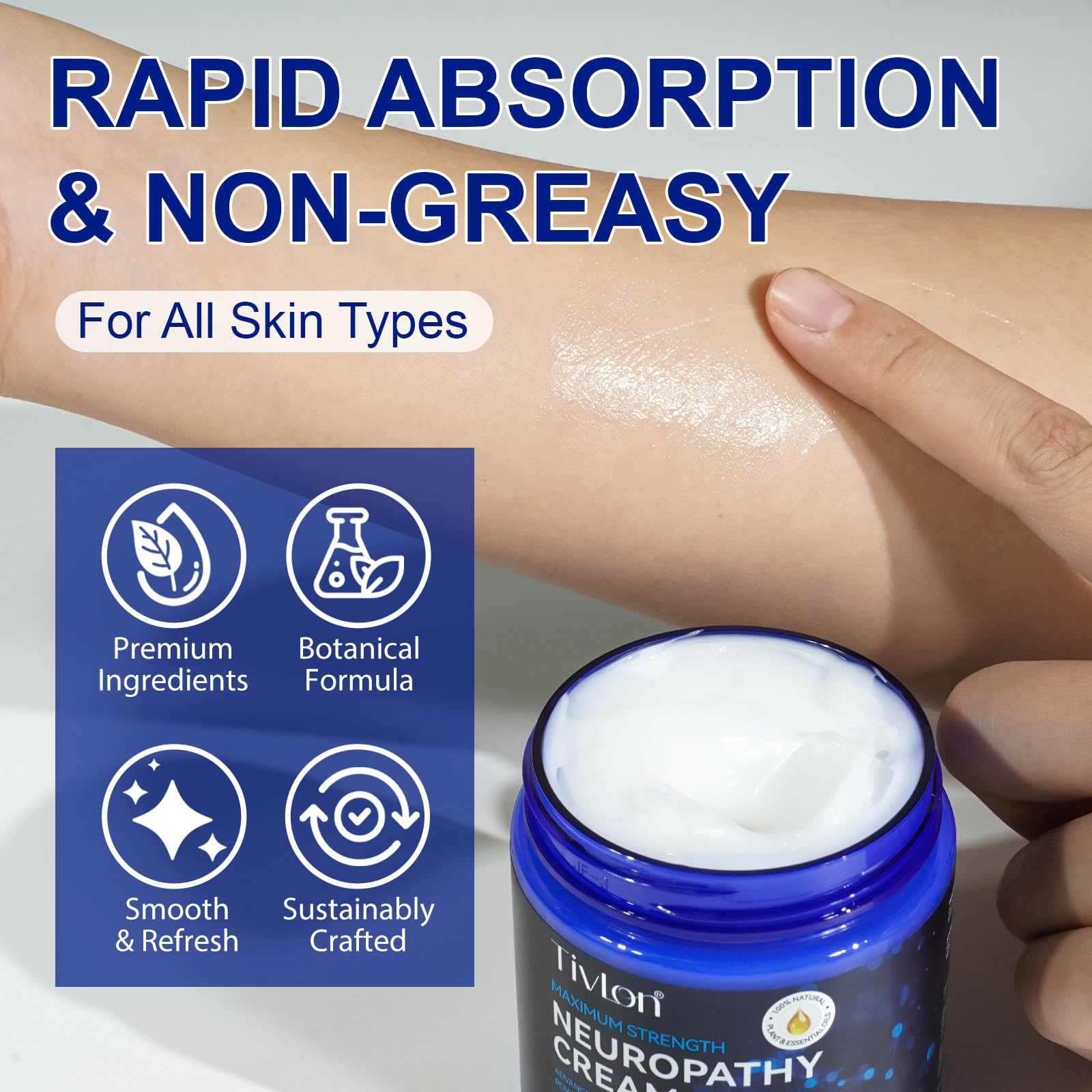 ZVHCFYQR Neuropathy Relief Cream Aloe Vera and Shea Butter nourish skin.