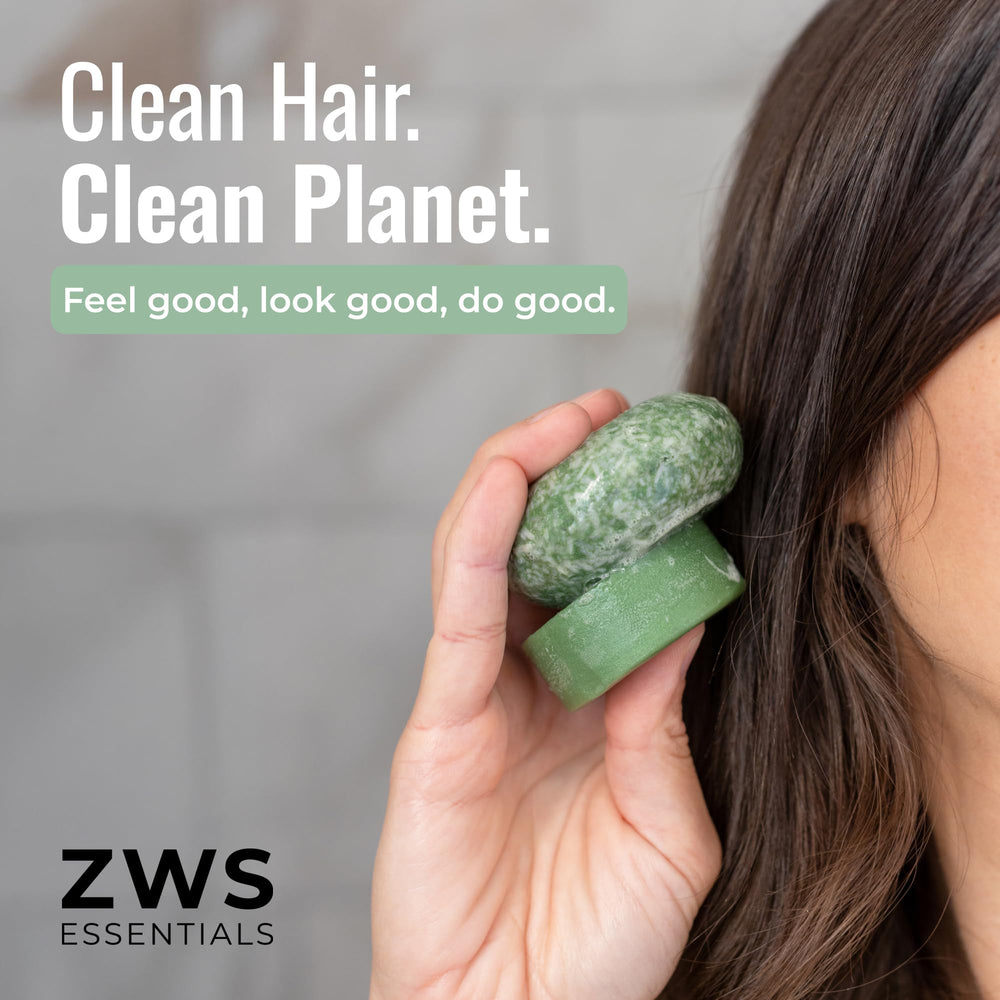 ZWS Essentials Bloom Shampoo Bar eco packaging and USA-made commitment.