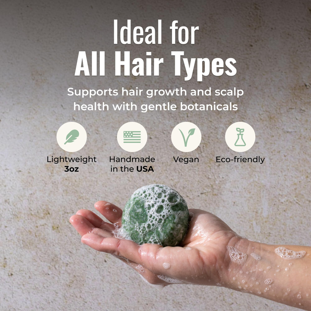 ZWS Essentials Bloom Shampoo Bar solid form in hand demonstrates compact design.