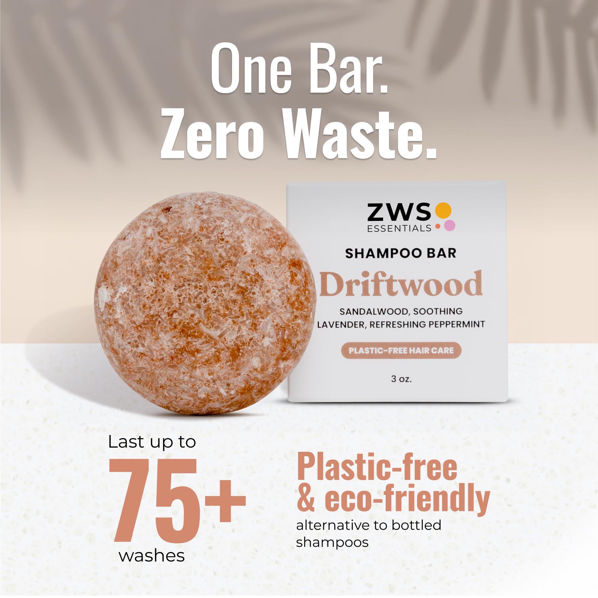 ZWS Essentials Driftwood Shampoo Bar lather demonstration for easy cleansing.