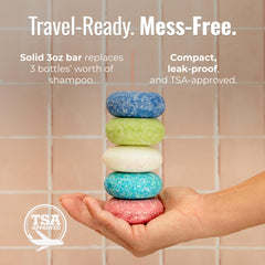 ZWS Essentials Driftwood Shampoo Bar close-up texture shows a rich solid cleanser.