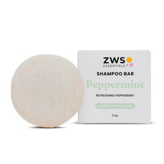 ZWS Essentials Peppermint Breeze shampoo bar packaging showing zero-waste design