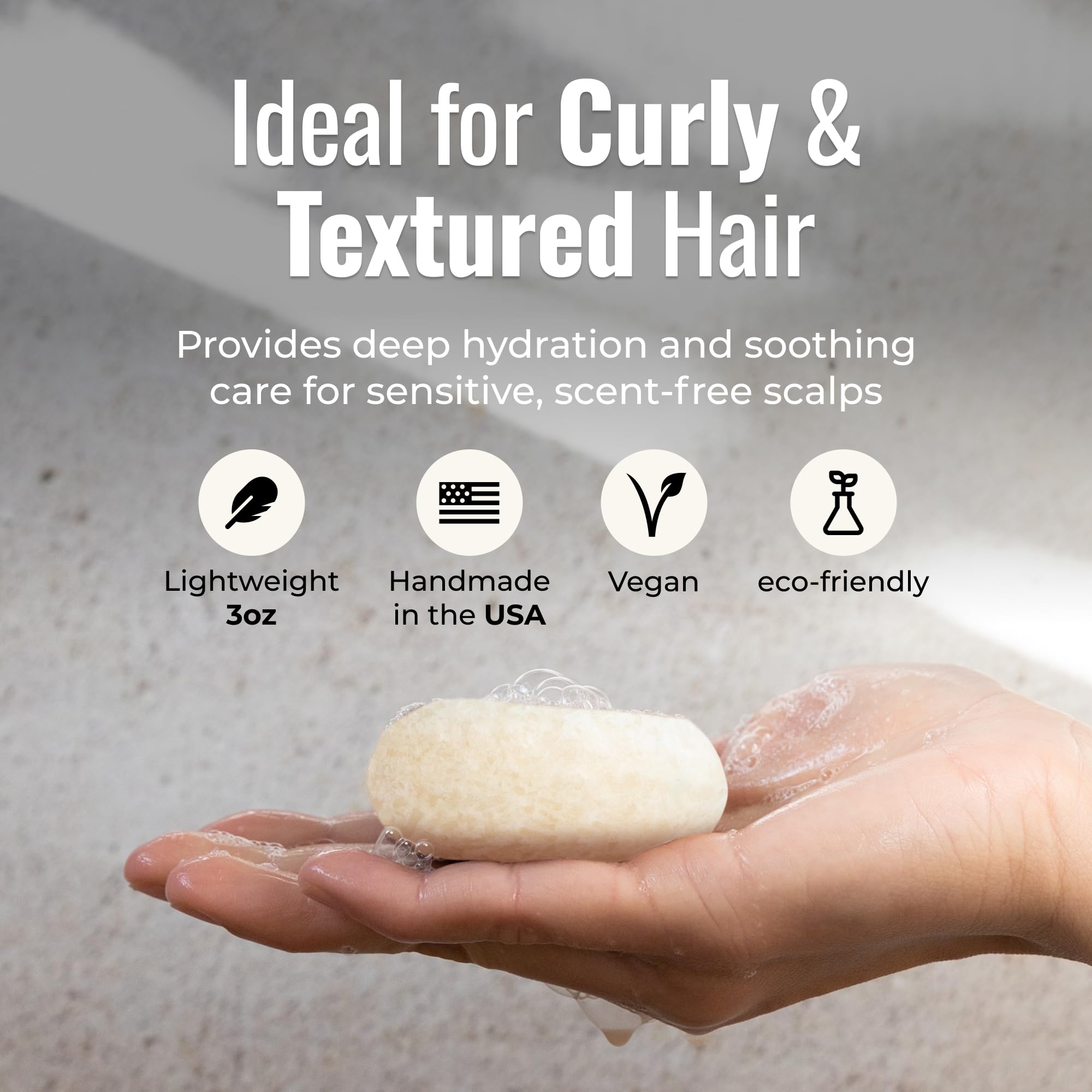 ZWS Essentials Simply Unscented Shampoo Bar zero waste solution in bathroom