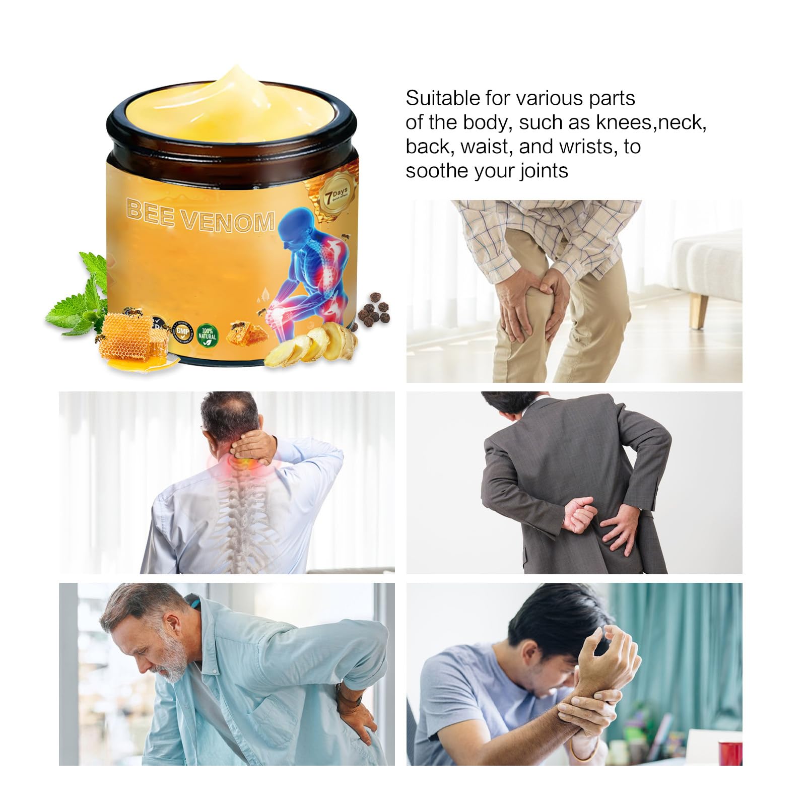 Lower back view suggests soothing relief after long days