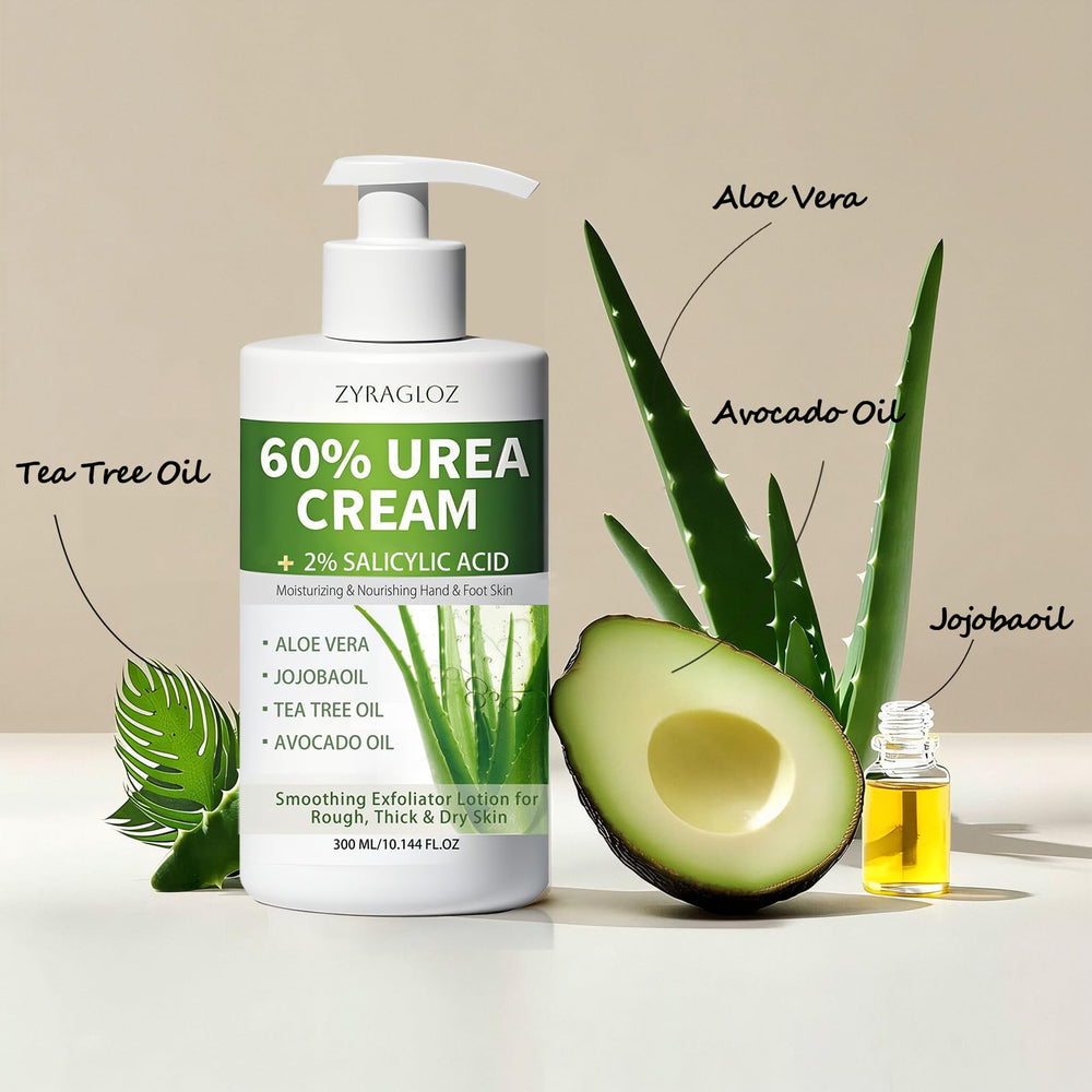 ZyraGloz fast-absorbing urea cream leaves a non-greasy finish.