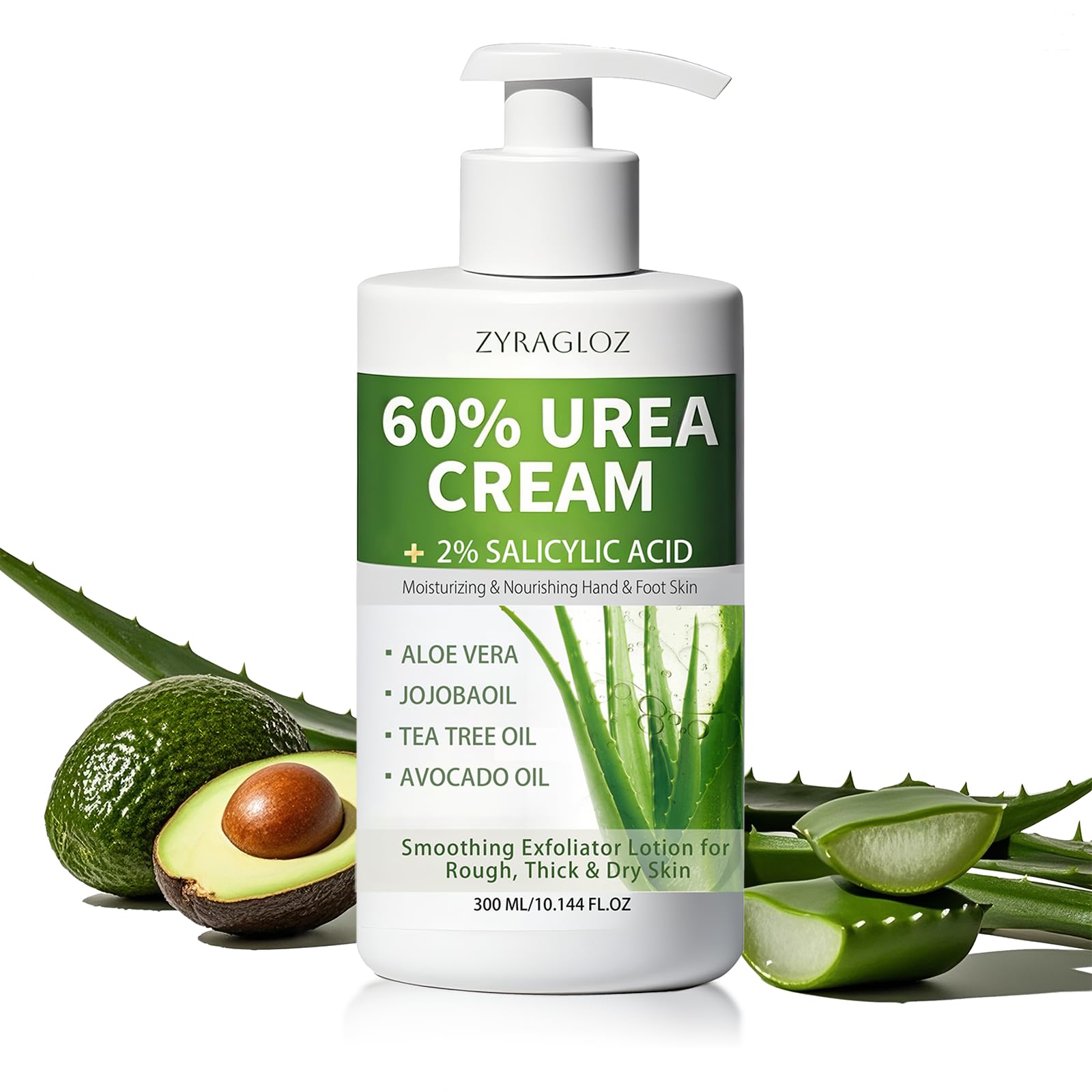 ZyraGloz 60% Urea Cream for cracked heels and dry feet, intense hydration.