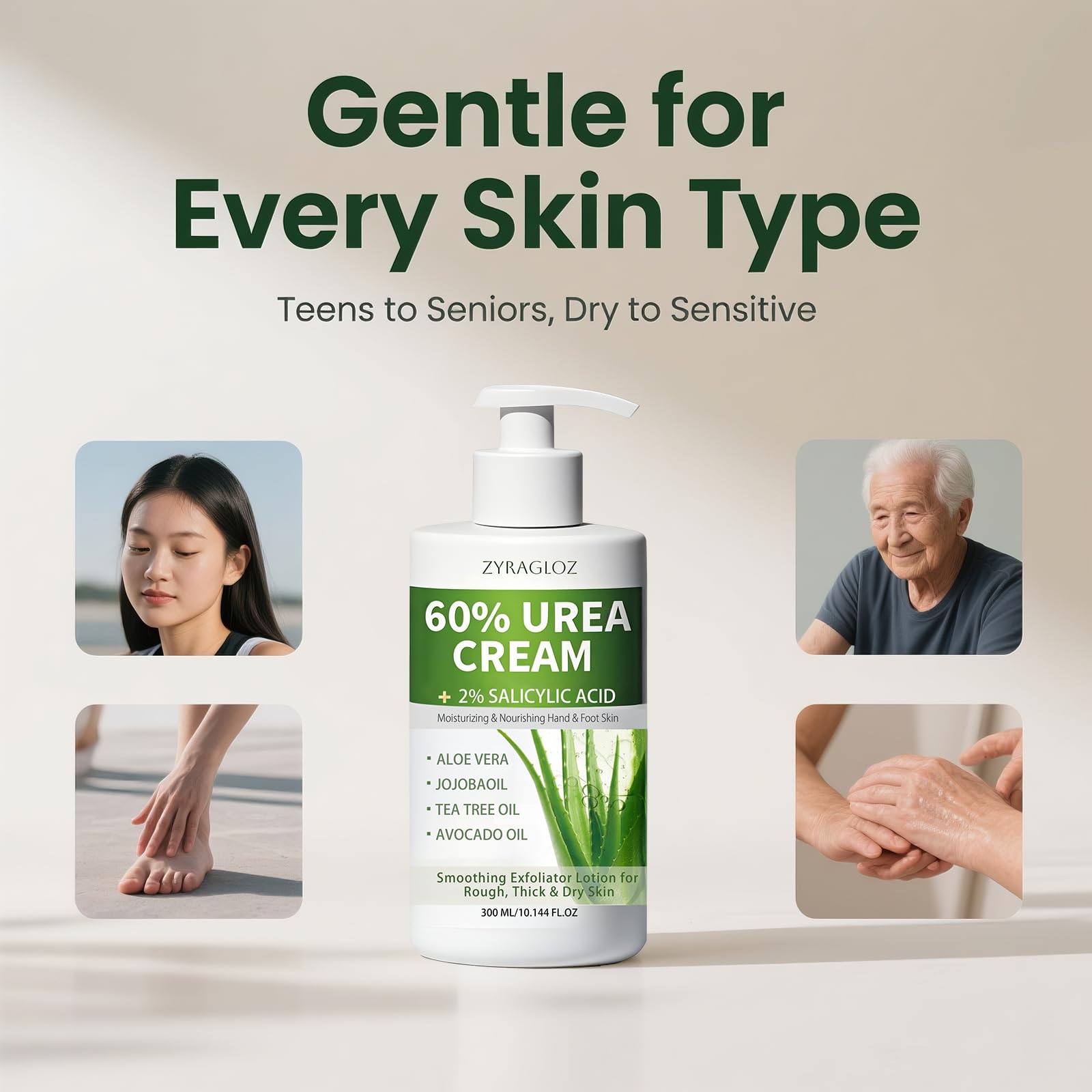 ZyraGloz 60% Urea Cream for callus removal and smoother skin.